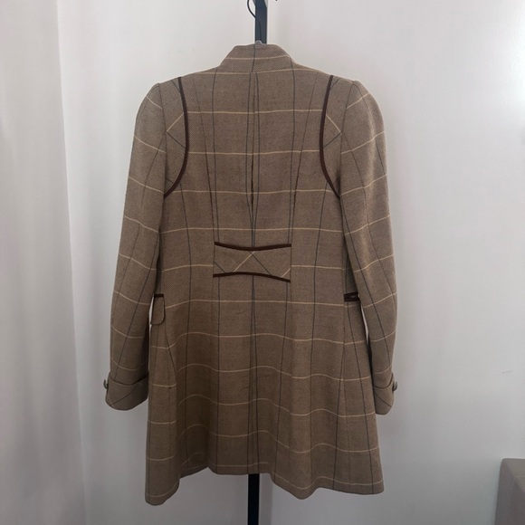 The Extreme Collection British Chic women's Brown Plaid Double-Breasted Coat 38 - Picture 9 of 9